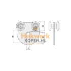 Dubbele hangrol 4 wielen met afgeronde montage plaat