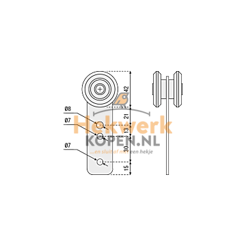 Hangrol 2 wielen 30mm